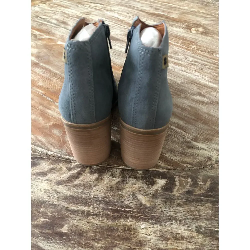 Lucky Brand Pellyon Bootie Heel Almond Toe Blue NEW 8.5 US